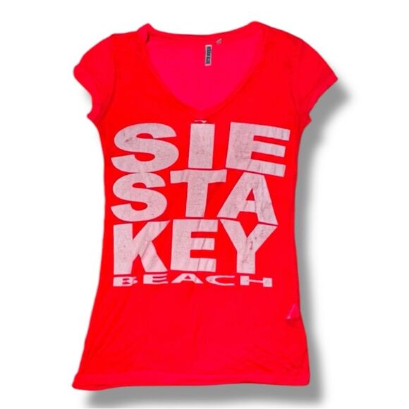 Siesta Key Beach Souvenir T-Shirt - Ocean Blue - Size Medium - Bright Pink - Picture 9 of 16
